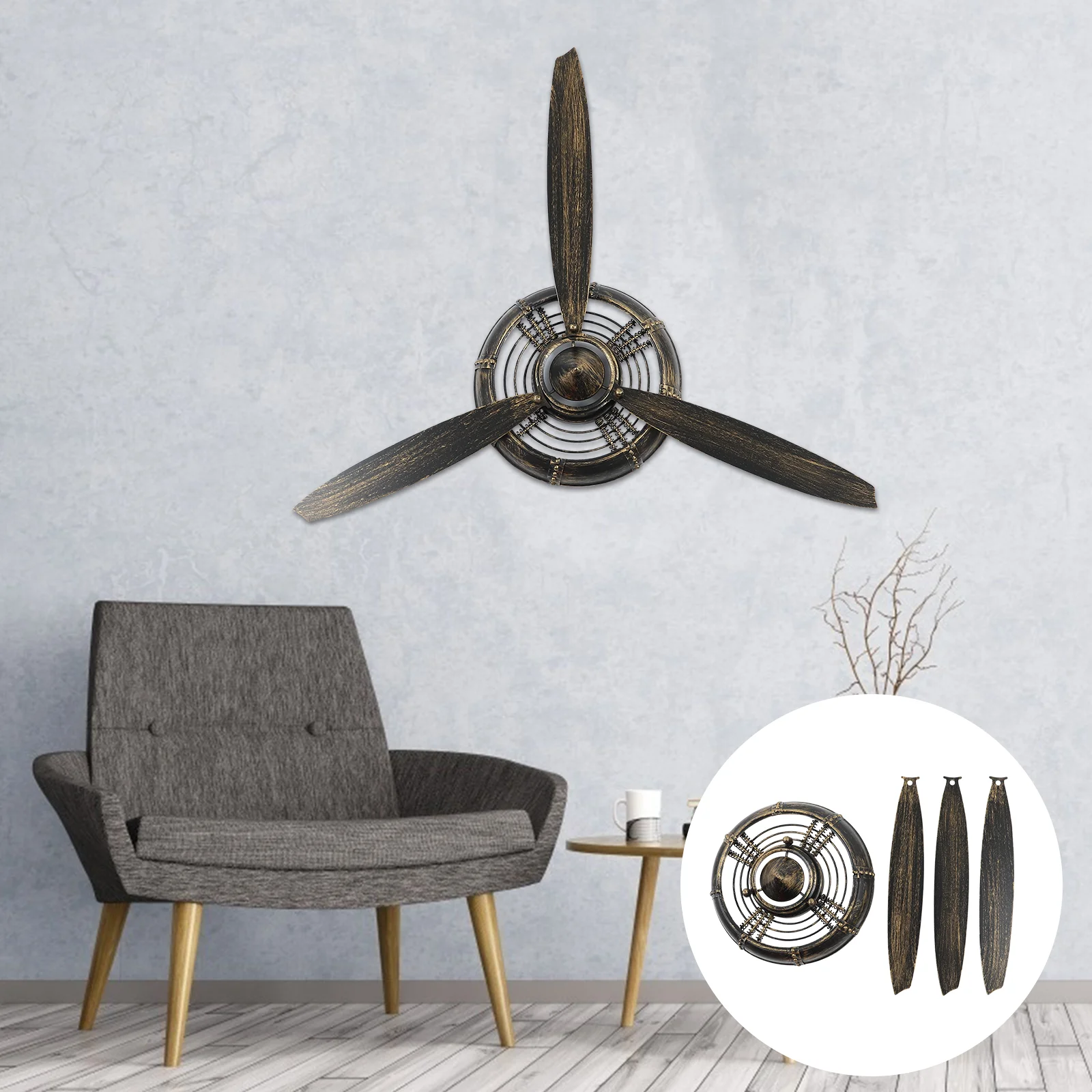 

Propeller Wall-mounted Airplane Decor for Home Vintage Accessories Retro Novel Hanging Ornament Wrought Iron Office