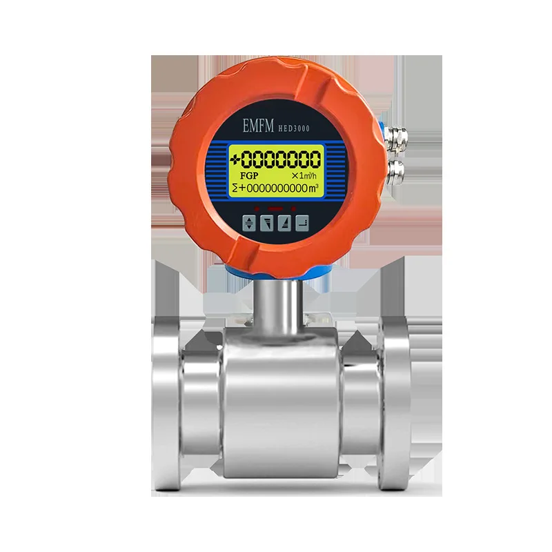 Pipeline type intelligent electromagnetic flowmeter DN15/50 stainless steel integrated high-precision sewage meter