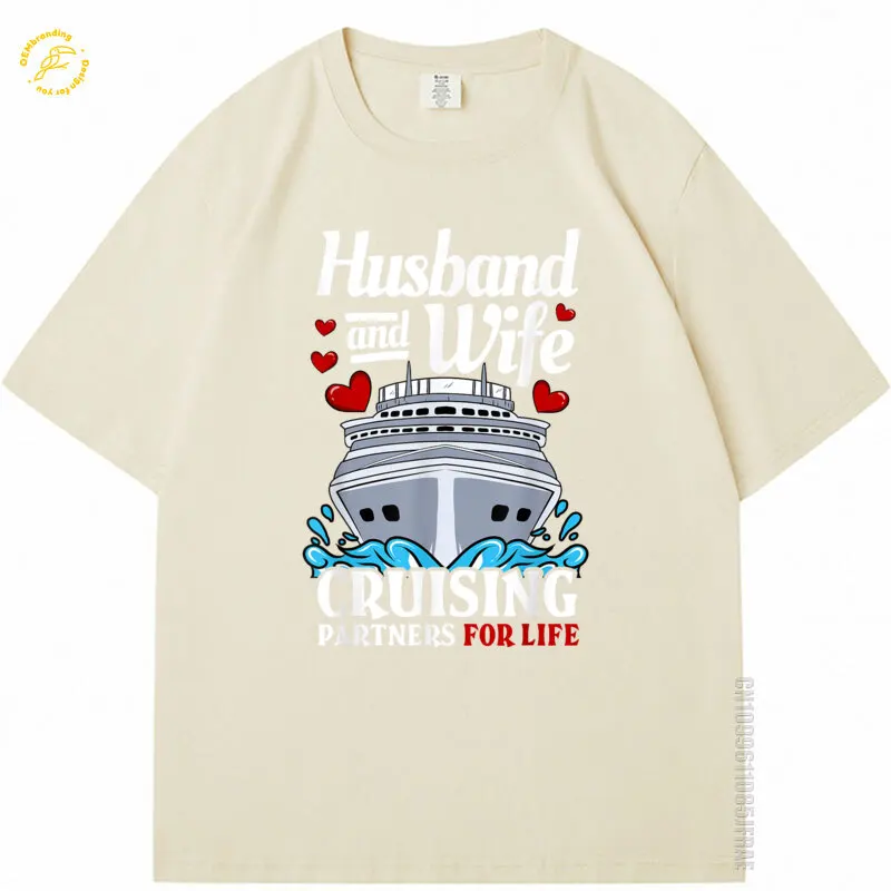 المبحرة كروز عطلة الزوج زوجة زوجين المتضخم تي شيرت الرجال تي شيرت Y2K بلايز القطن تيز 2025 بلايز ساخنة قصيرة الأكمام