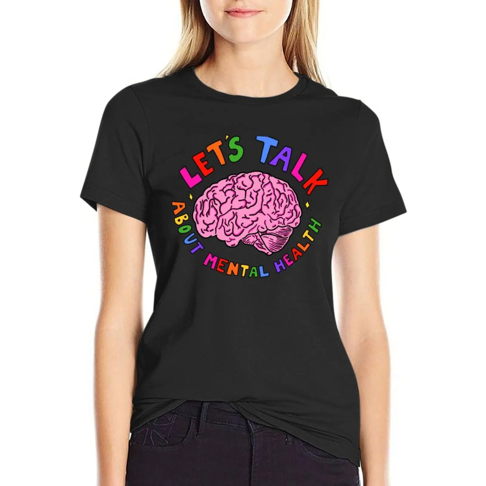 

Let's Talk About Mental Health T-Shirt korean fashion funny cute tops t-shirt dress for Women plus size