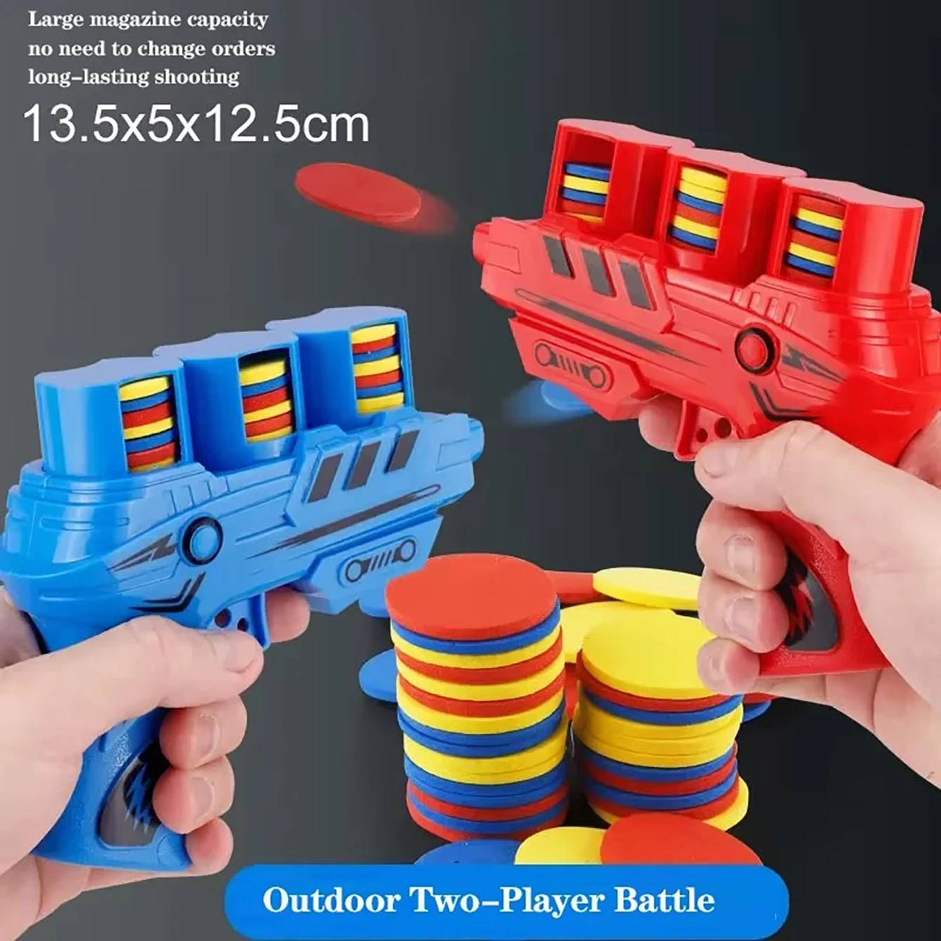 Soft Bullet Toy Gun, Disc & Rubber Bullet Shooter, Boys' Double Play Set With Continuous Firing, Boy Toy，Interactive Sport Toys