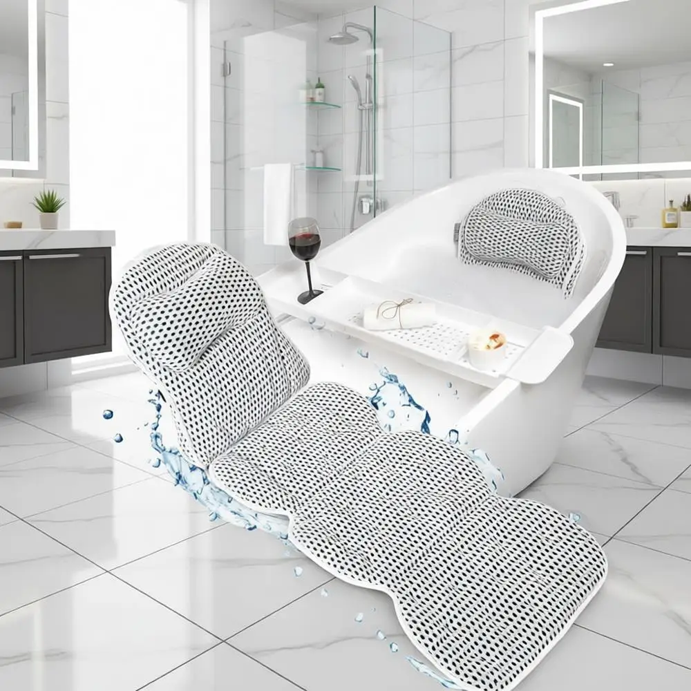 

Подушка для ванны 2-в-1 и отдельно стоящий поддон для ванны — 5D-поддержка из воздушной сетки, съемная, моющаяся, нескользящая