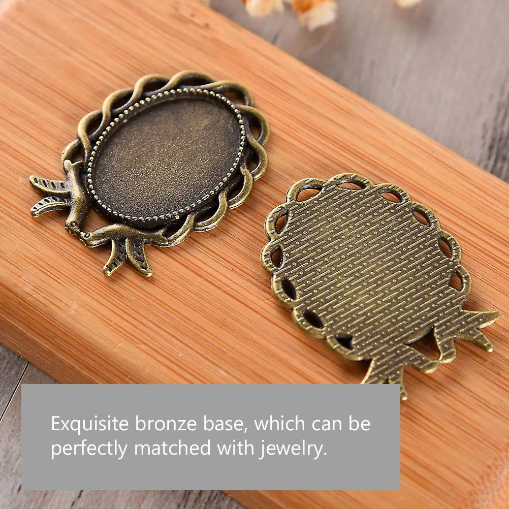 50Pcs Metal Pendant Trays Vintage Oval Shape Alloy Blank DIY Jewelry Bezels for Custom Necklace Making DIY Jewelry Tray view 5
