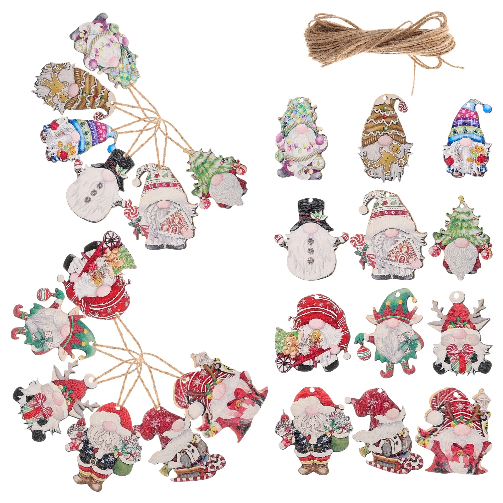 

24 Pcs Xmas Decorations Car Pendant Christmas Gnome Wooden Ornament Ornaments Tree Holiday Wall Hanging