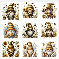 15cm Kids Flower Dwarf Iron On Heat Transfer Stickers For Clothes DTF Pinted Vinyl Thermal Appliques Washable T-Shirt Decal