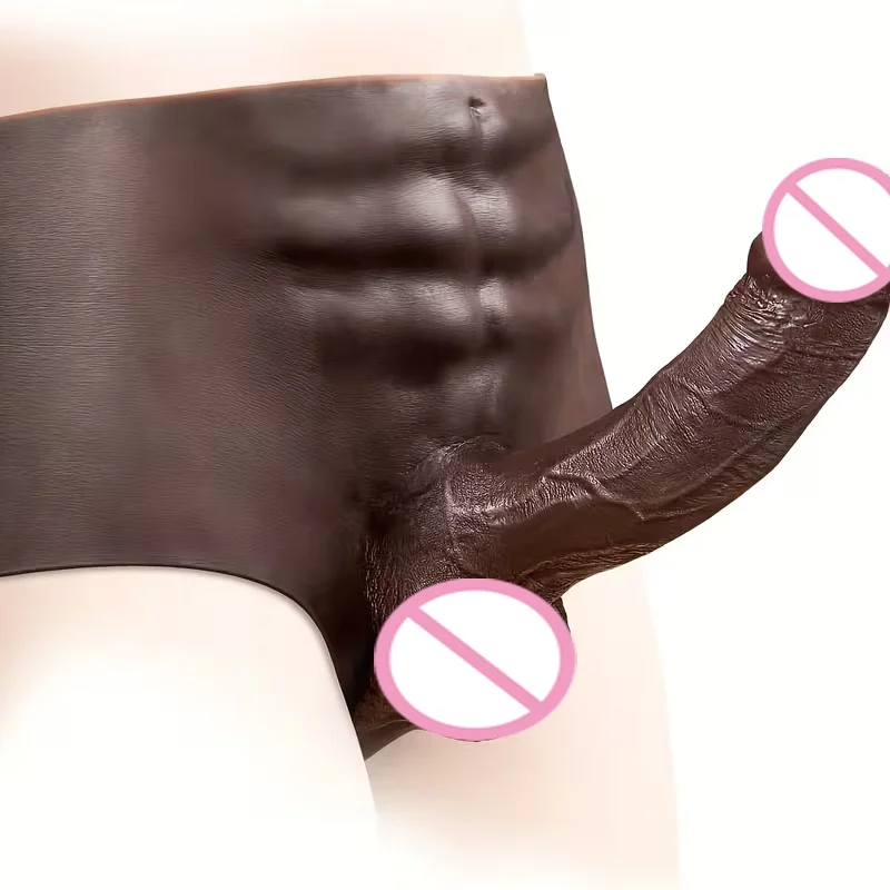 Wearing pants penis black brown silicone soft touch realistic skin texture G-spot pleasure toy role-playing Christmas gift