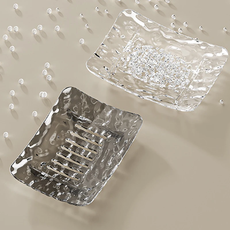 Punching Soap Box Wall Mounted High-End Bathroom Glacier Patterned Soap Storage Rack For Household Use Soap Box