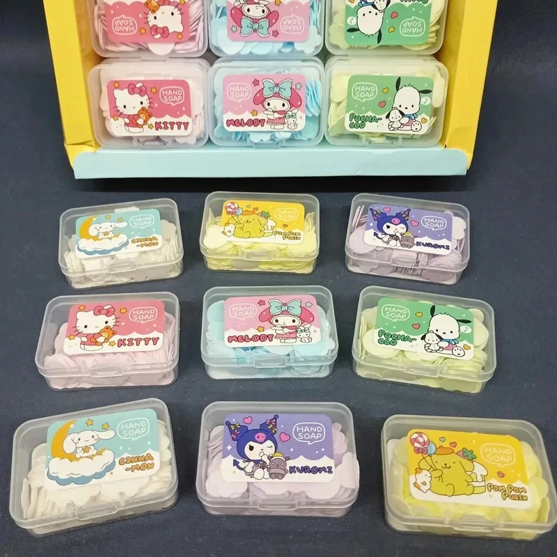 Sanrio Hello Kitty Disposable Soaptablets Kuromi Melody Soap Flower Cartoon Hand Wash Soap Kawaii Portable Hand Soaptablets Gift