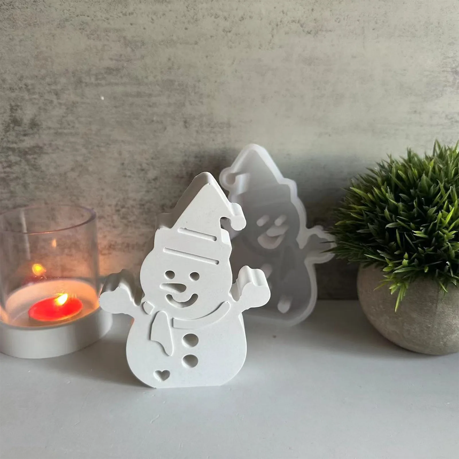 Snowman Candle Silicone Mold Christmas Snowman Shape Cement Plaster Decoration Mold Epoxy Resin Mold 2024 Christmas Gift view 4