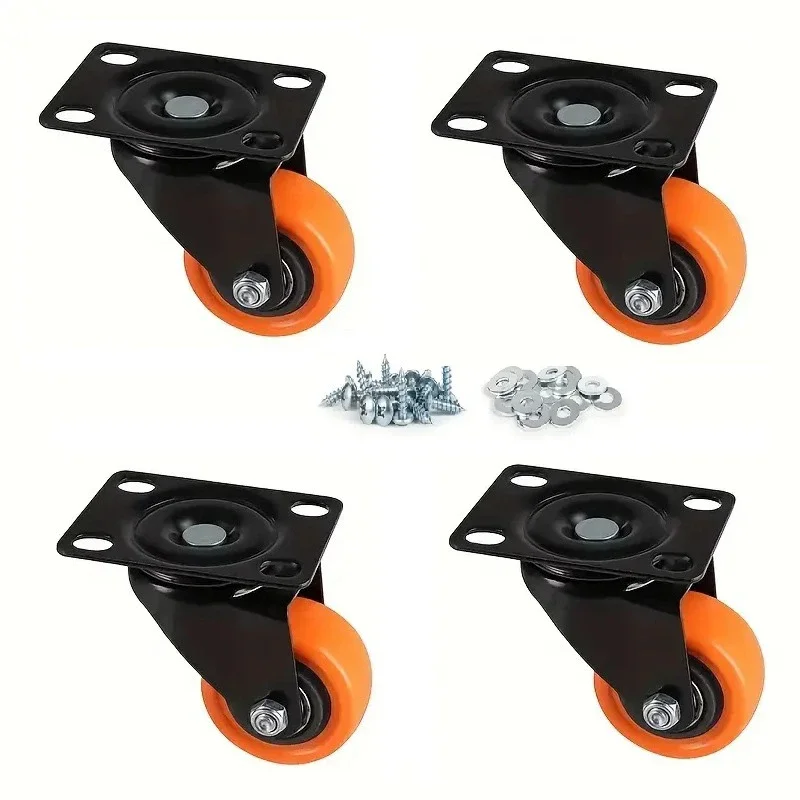4-pack 3 Inch Orange-gold Diamond Casters /double Bearings - Heavy-duty Universal Wheels For Multi-surface Use