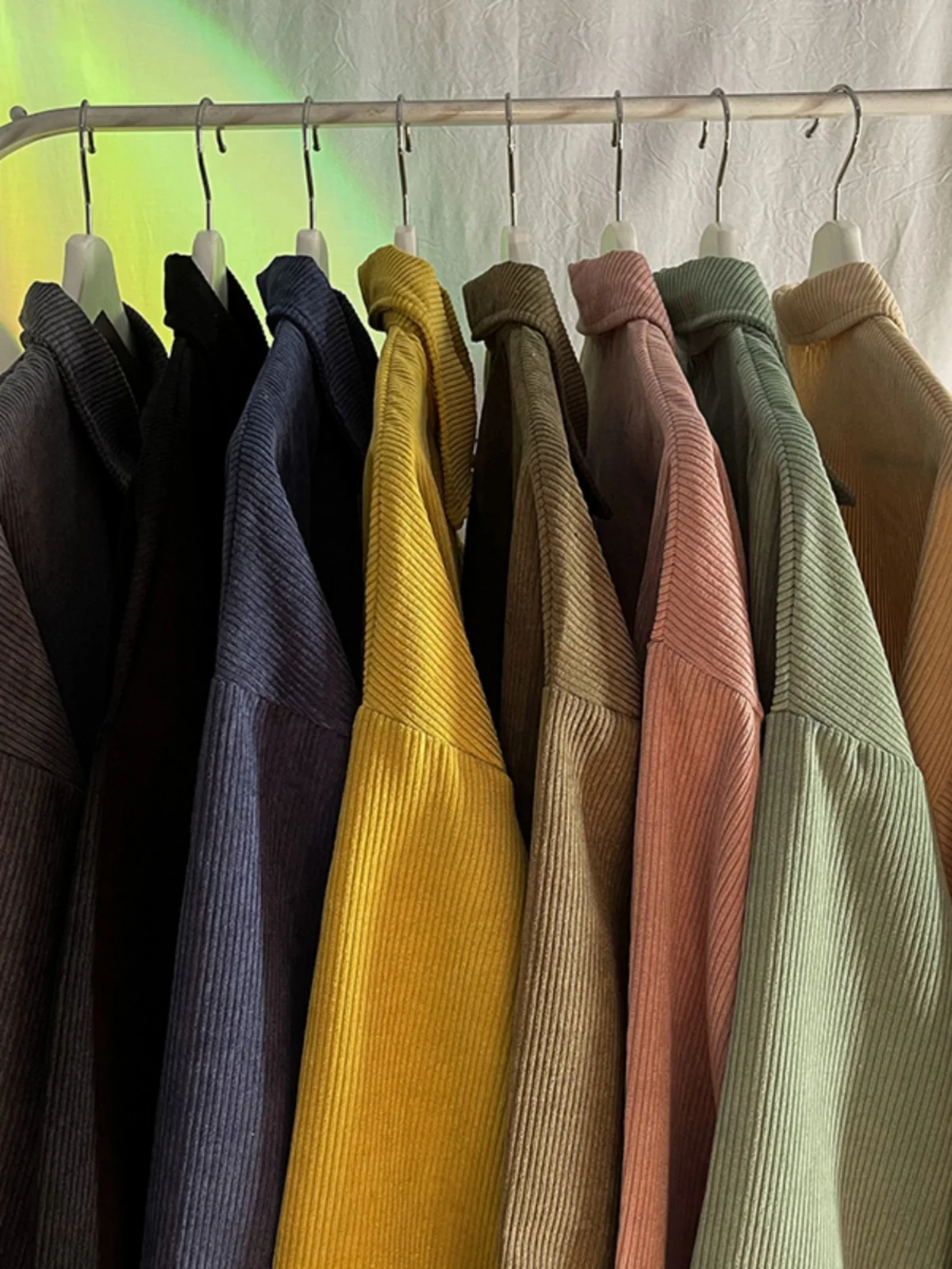 

Corduroy Long Sve irt Men's Loose Fit Sli Autumn Spring Faionable Outerwear Youth Casual Wear Daily Comfortable