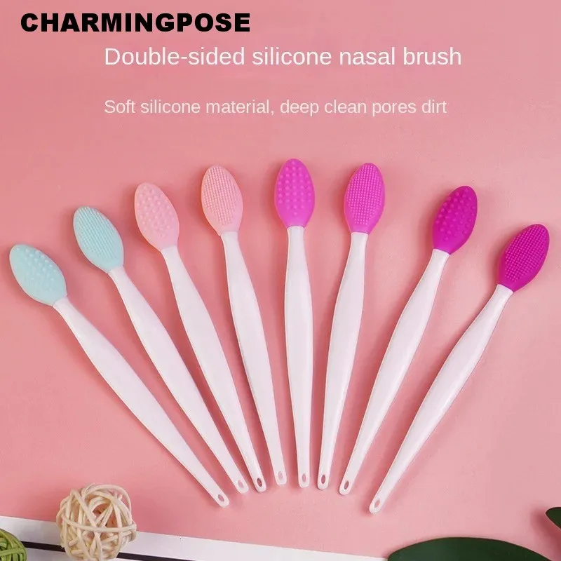 Brosse de nettoyage des pores en Silicone double face, outil manuel d'élimination de l'acné pour le visage et le nez, épurateur de soins de la peau de taille voyage, points noirs