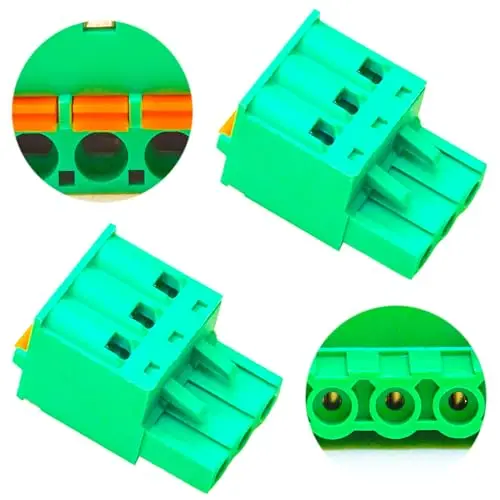 

5.0mm Phoenix Connector with Orange Spring 3 Pin, Green PCB Spring Terminal Block Connector Spring (4Pcs 5.0M-SP-3P)