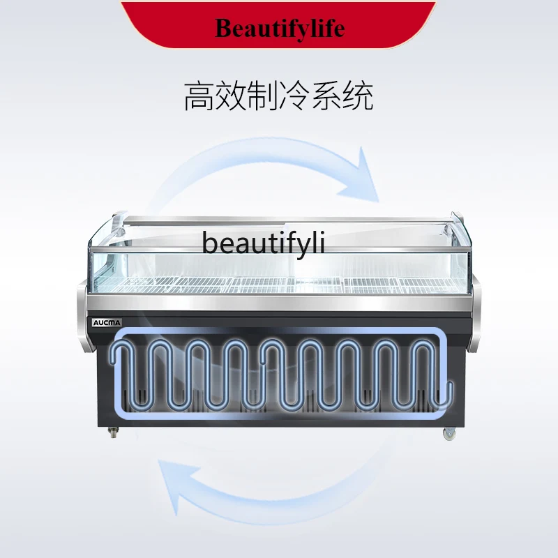 

E132 Commercial fresh meat cabinet, freezer, horizontal cooked food, refrigerated display cabinet, cold dishes, supermarket a