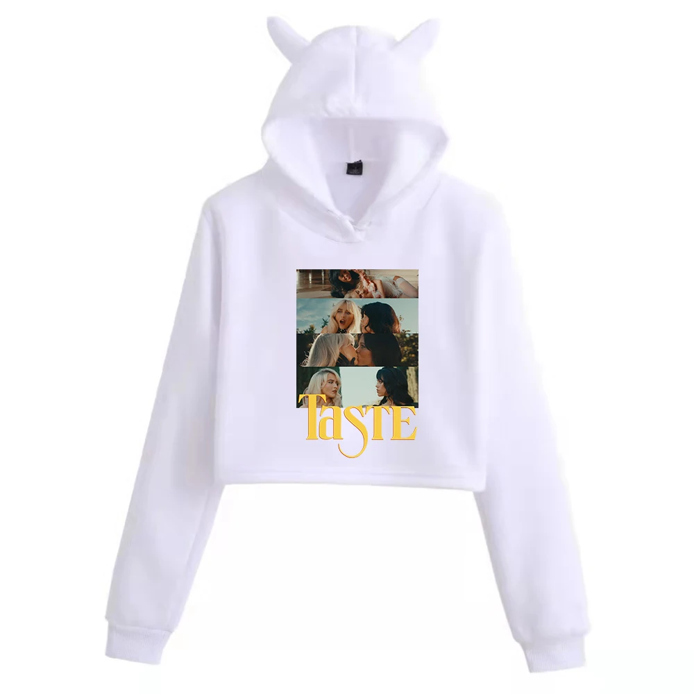 Sabrina Carpenter Taste Short n' Sweet Cat Ears Long Sleeve Crop Tops Girls Fashion Hoodie