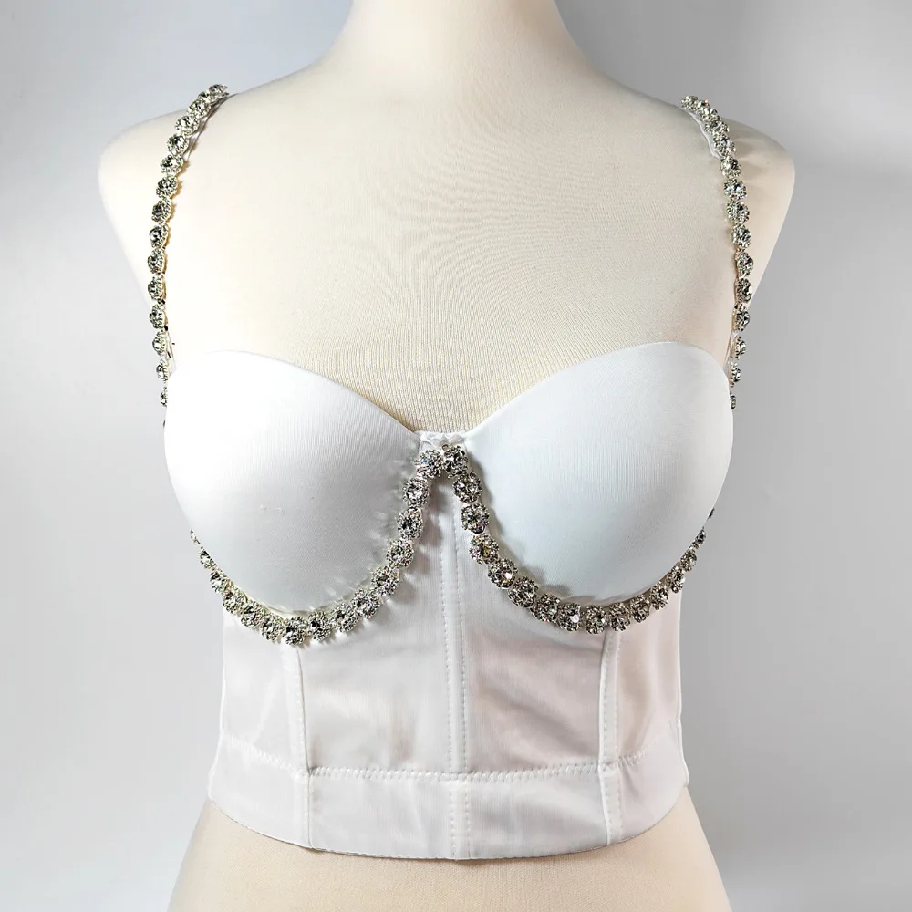 A865 Dropship Abiti da ballo di scena Abiti Dolce Memoria Pieno petto Backless Festa da donna Gilet con borchie di diamanti Reggiseno di danza popolare