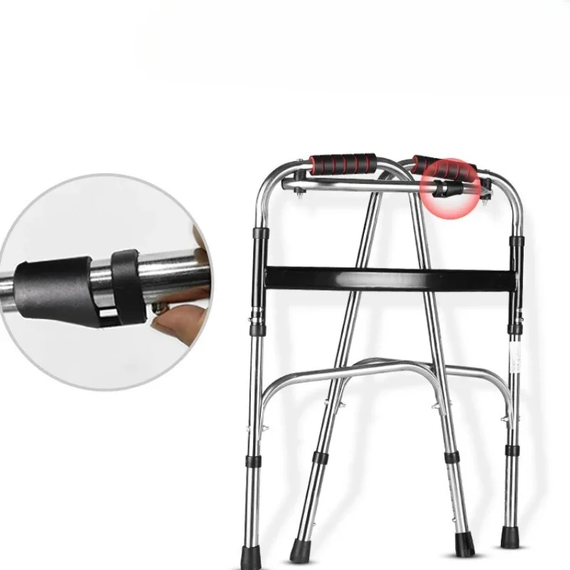 Stainless Steel Folding Cane Chair  Durable PushtoWalk Vehicle, HeightAdjustable Mobility Aid for Disabled and Elderly