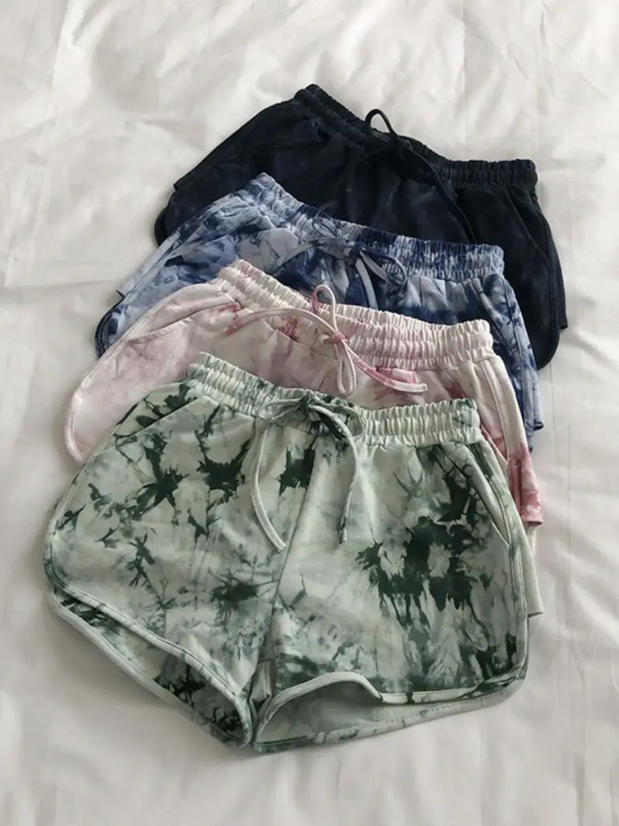Loose Wide Leg Pants Women's Casual Sporty Dyed Pants Summer 2024 Cross-Border Large Size Tied Dye Loose Fit Ladies Shorts