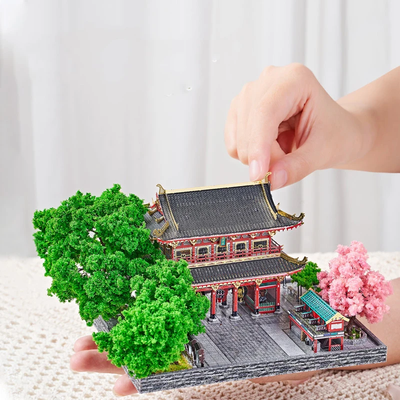 DIY 3D Metal Puzzle Sensoji Temple Casa Model Building Kits Japanese Architecture Jigsaw Puzzle for Friends Birthday Gifts