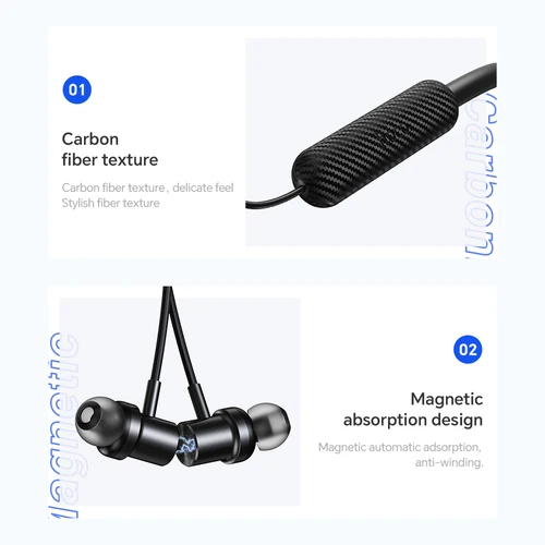 Imagen 2 del producto HOCO ES70 auriculares inalámbricos con banda para el cuello auriculares Bluetooth 5,3 deporte correr música suave auriculares amigables con la piel con micrófono