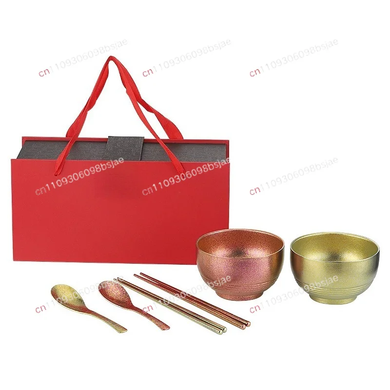 Pure titanium bowl, chopsticks and spoon set, full set of combination, high-end value gift box combination, household