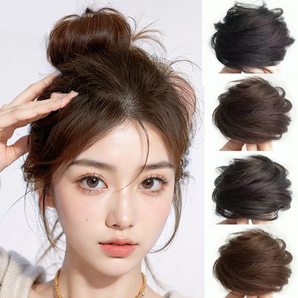 Straight Hair Synthetic Rubber Band Black Brown Bun Women's Natural Hair Circle High Elastic Ponytail Hair Accessories