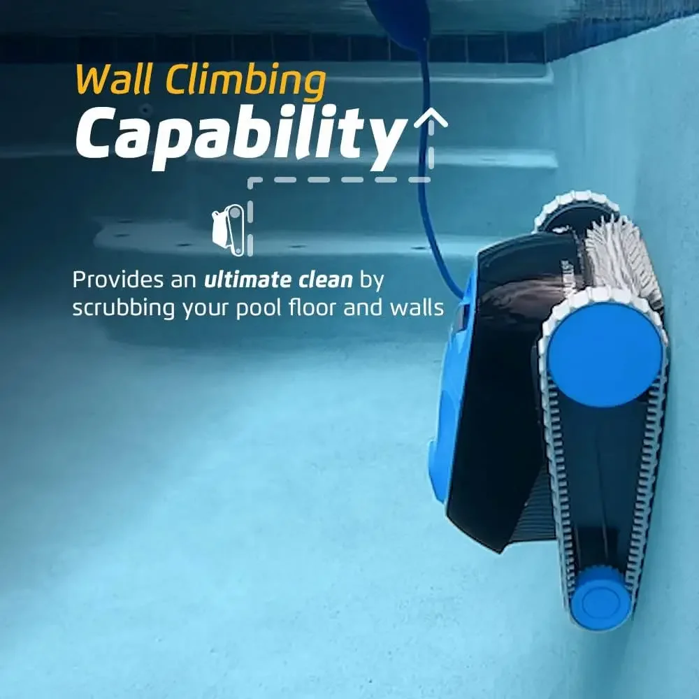 Aspiradora robótica utomatic para piscina, cepillo de fregado para escalada en pared, Ideal para piscinas sobre/sobre el suelo de hasta 33 pies de longitud