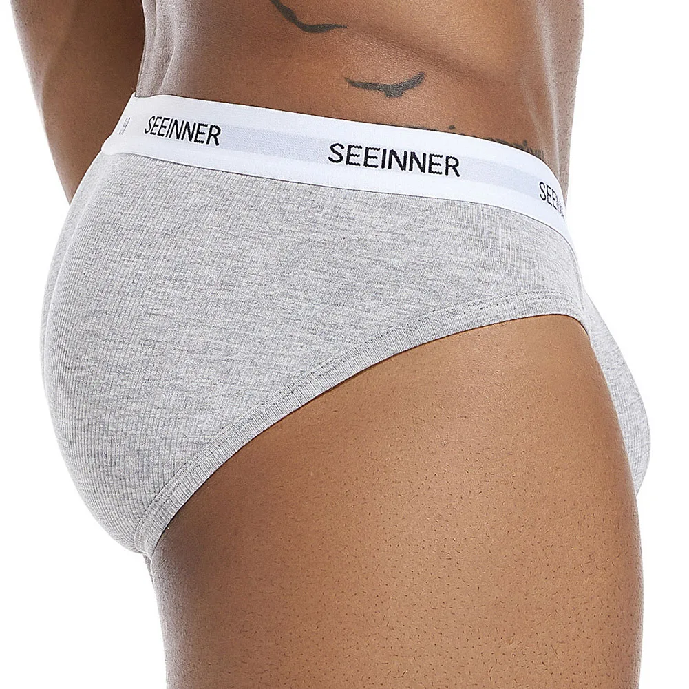 Roupa interior masculina de algodão cuecas de respiração troncos cintura baixa lingerie gay sissy calcinha u convexo bolsa boxers sem costura cuecas macias