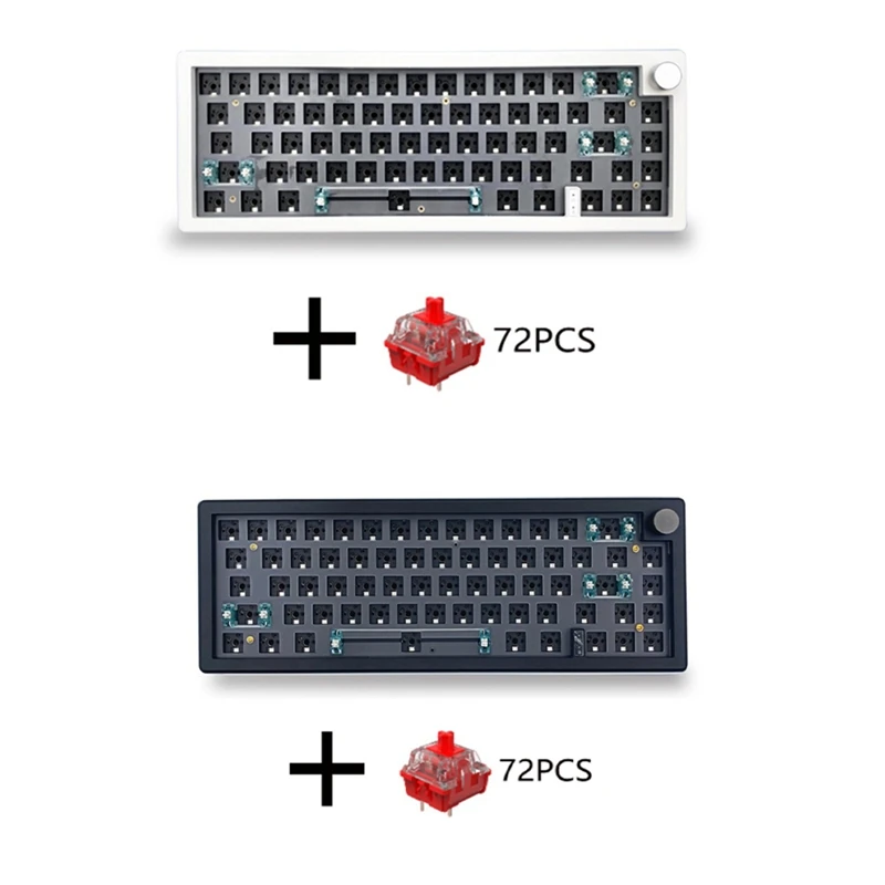 

GMK67 Customized Mechanical Keyboard + Red Switch DIY Kit Hot Swappable RGB Backlight (White)