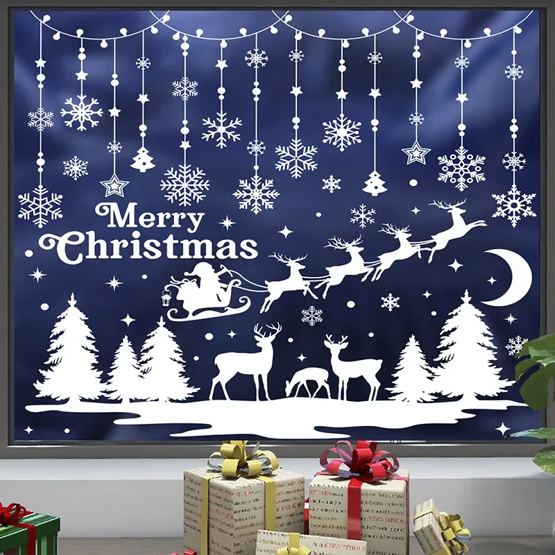 

Christmas Day window sticker White Christmas snowflake Elk shopping mall window glass door decorative sticker