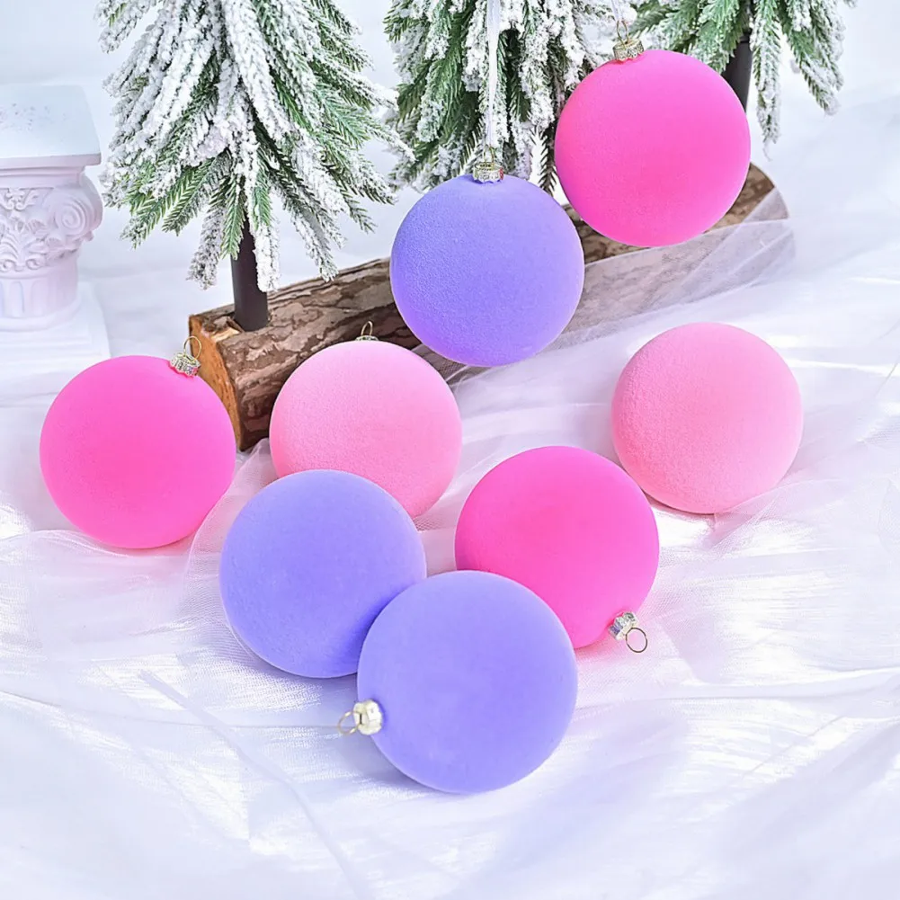 12pcs Velvet Christmas Balls Bulk 2.36inch Flocked Christmas Tree Ball Ornaments Plastic Balls Xmas Decorative Hanging Ornaments