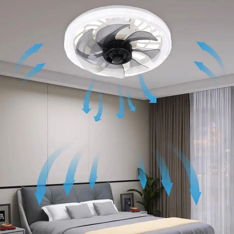 Imagem -05 - Luz Fan Mudo Ajustável com Controle Remoto Quarto Luzes Ventilador de Teto E27 Led Lâmpada Elétrica para Quarto em 1