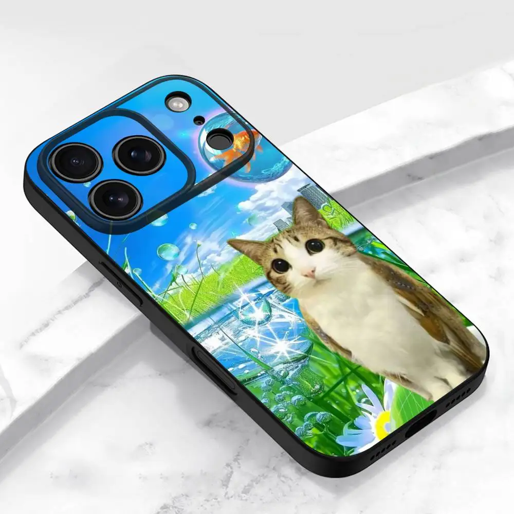 F-Frutiger Aero Fish Cat Phone Case For iPhone 14,16,12,13,15,11,17,Pro,Max,Plus,E,Air,Mini  Soft Cover