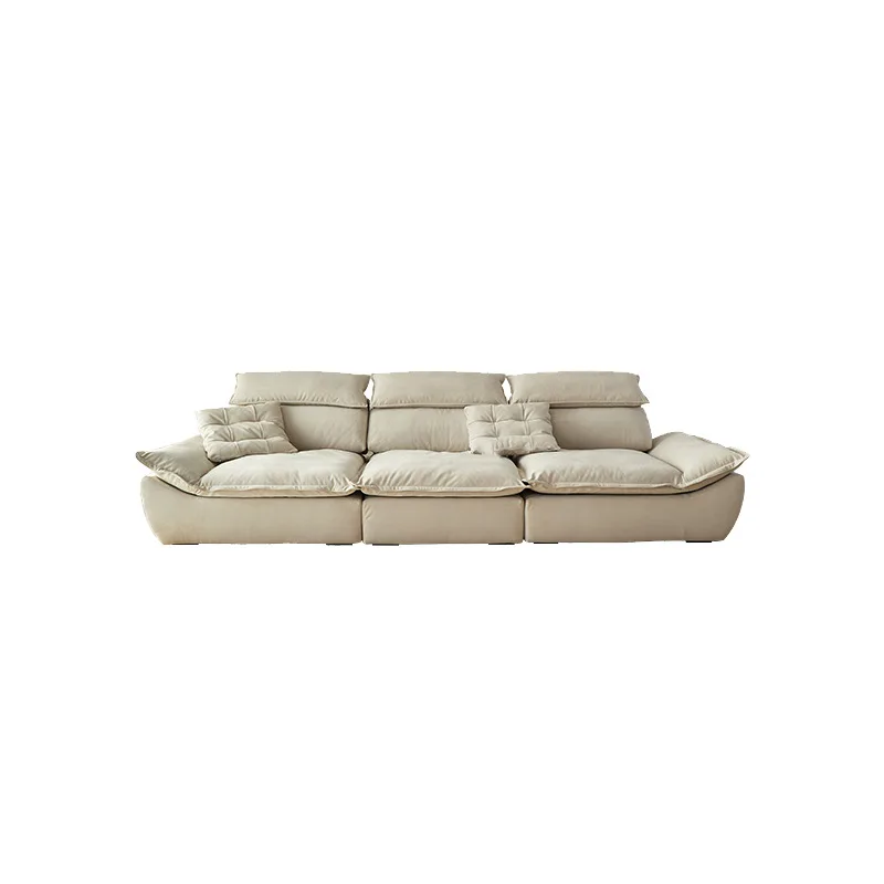 

Adjustable backrest sailing sofa French cream wind fabric large seat deep lazy sofa