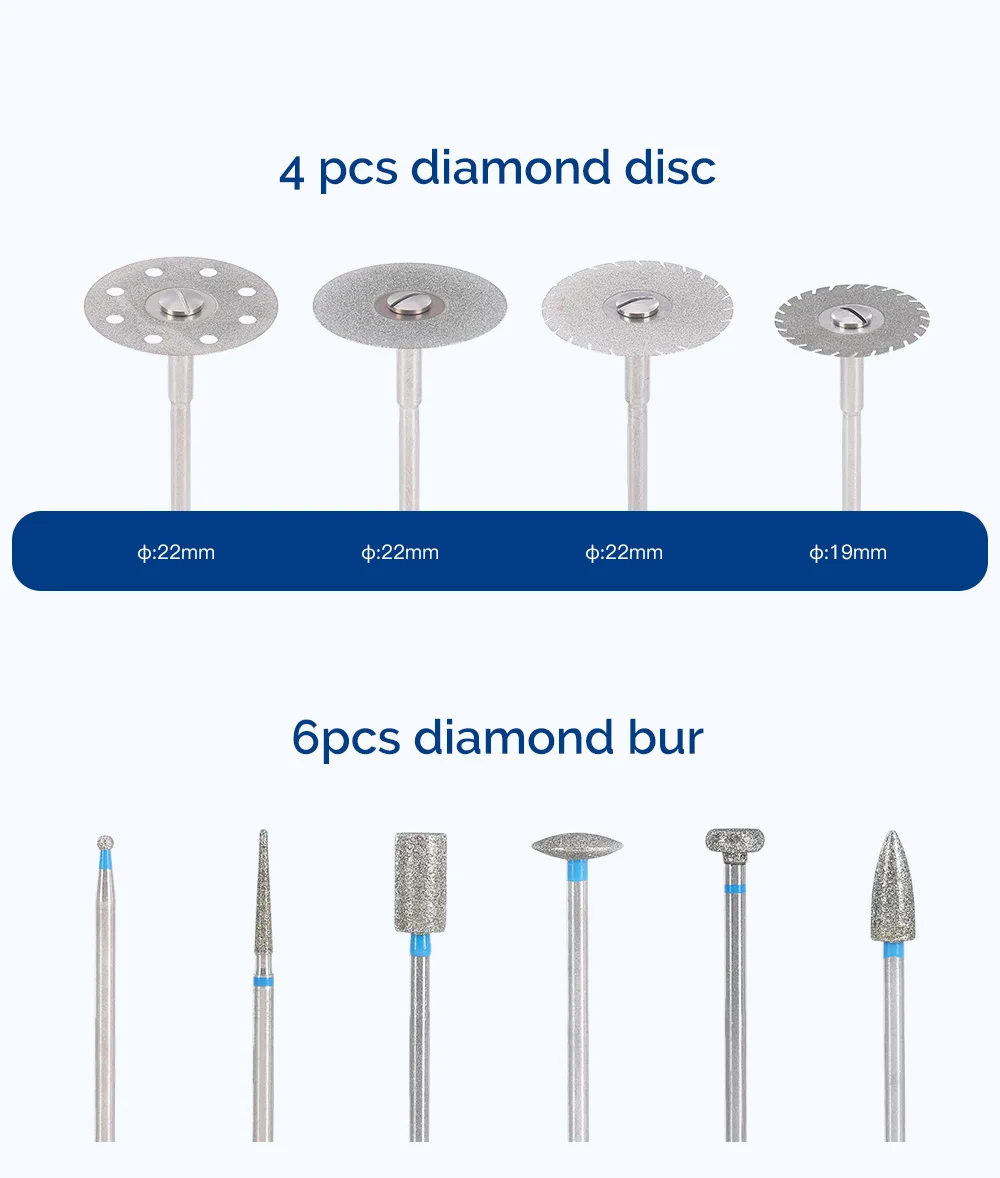 51-teiliges AZDENT Dental-Labor HP Polier-Set 2,35mm zum Schleifen von Keramik Porzellan Niedrigdrehzahl-Polierer Bürsten Fräser Scheiben für Zahnmedizin – Detail 5