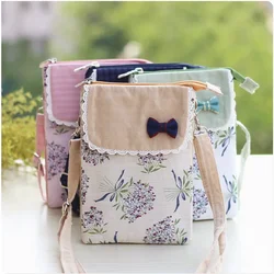 2024 New Small Shoulder Bags Women Bouquet Floral Printing Cotton Fabric Messenger Phone Pack Fresh Girls Sweet Crossbody Purses