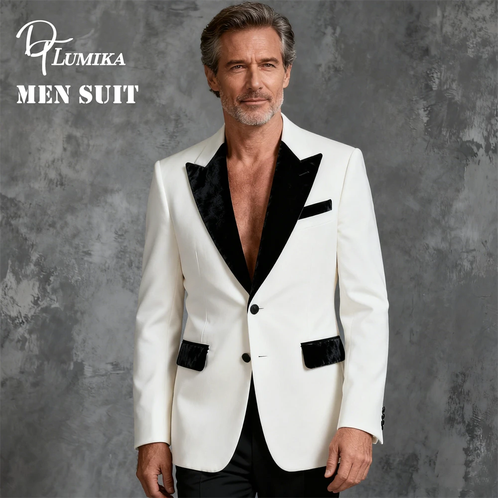 

DTLumika- Men Fashion Suit Jacket with Velvet Collar, Customized Size Formal Suits, Autumn Suit Blazer XS-7XL Customized Suits