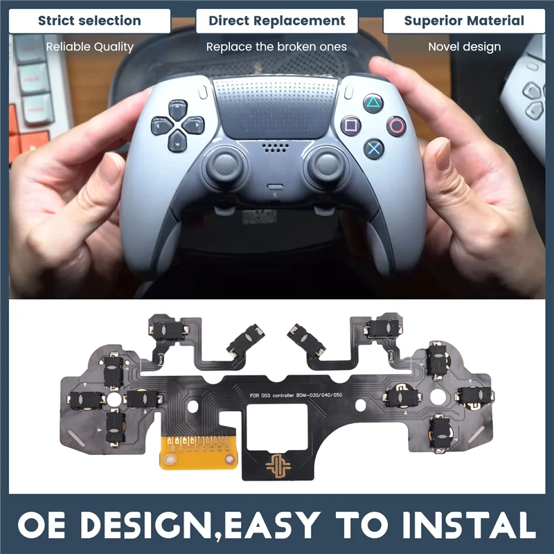 REPLA-For PS5 Controller BDM-030/040/050 12 Key Click Circuit Board Kit Ergonomic Micro-Switch Tactile Clicky Hair Trigger Kit A