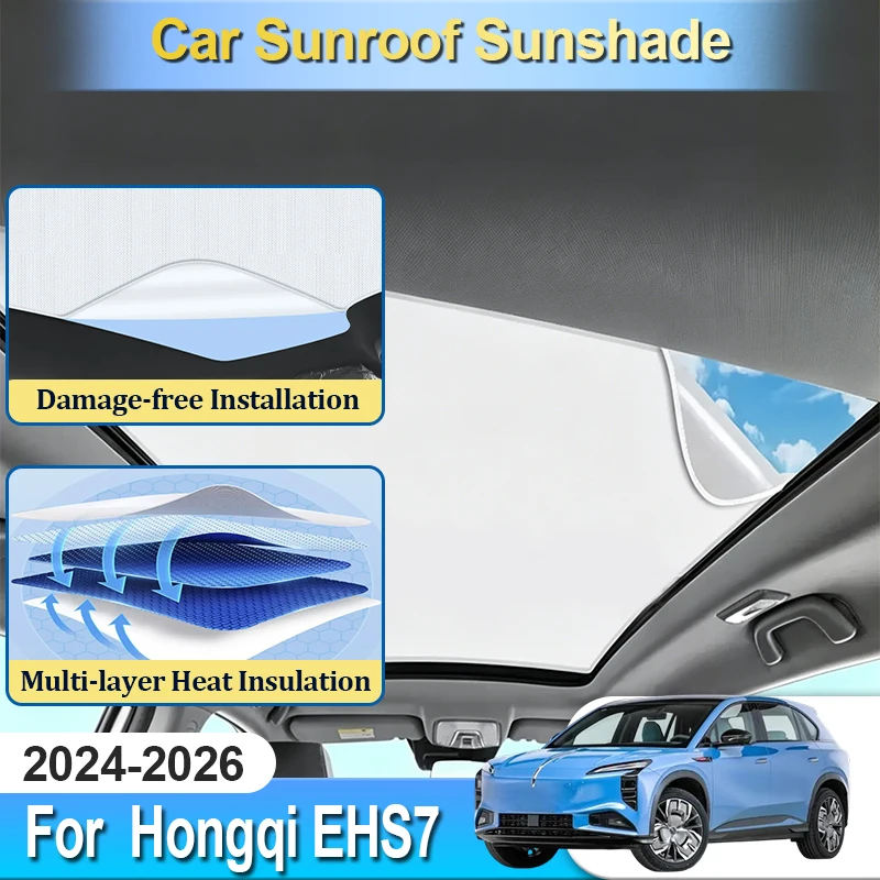 Car Window Visor For Hongqi EHS7 Tiangong 08 2024 2025 2026 Accessories Sun Cover Blocker Tools Parts Electrostatic Static Cling