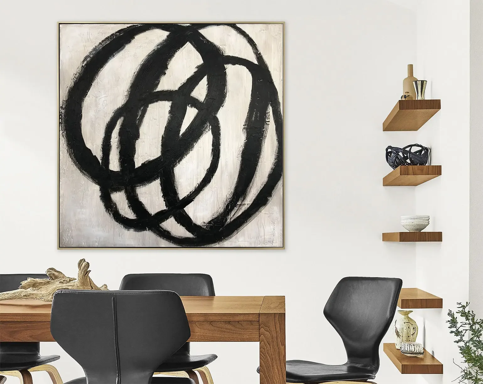 

Abstract Circles Painting Black and White Art Painting Fine Decor Painting on Canvas Black White Abstraction Black Circle Art