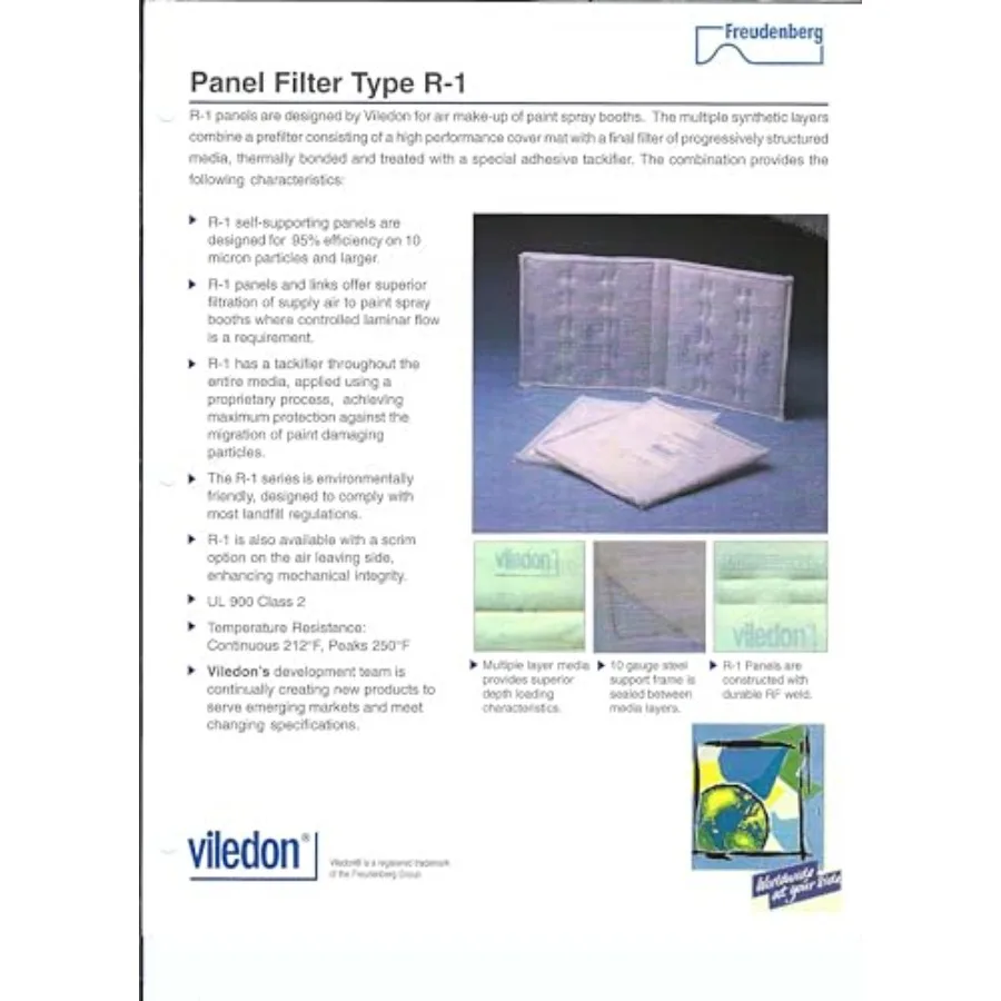 20 x 20 R1 Premium-Spritzkabinen-Ansaugplattenfilter für industrielle Lackieranwendungen, hocheffizienter Staub- und Partikelumfang