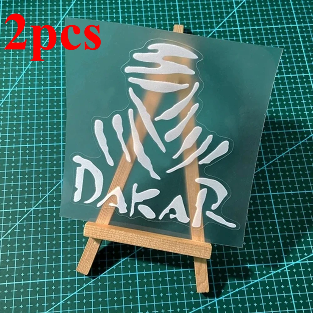 2pcs Dakar Motorcycle Stickers Racing Style Waterproof for DIY Motorbike Helmet Box Front Fairing Fuel Tank Scooter Vinyl Decals