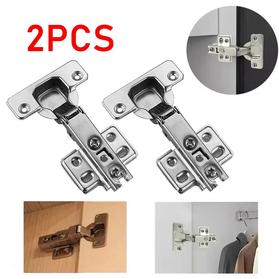 2Pcs Cabinet Hinges Steel Hydraulic Door Hinge Damper Buffer Soft Closing for Kitchen Cupboard Furniture  furniture
