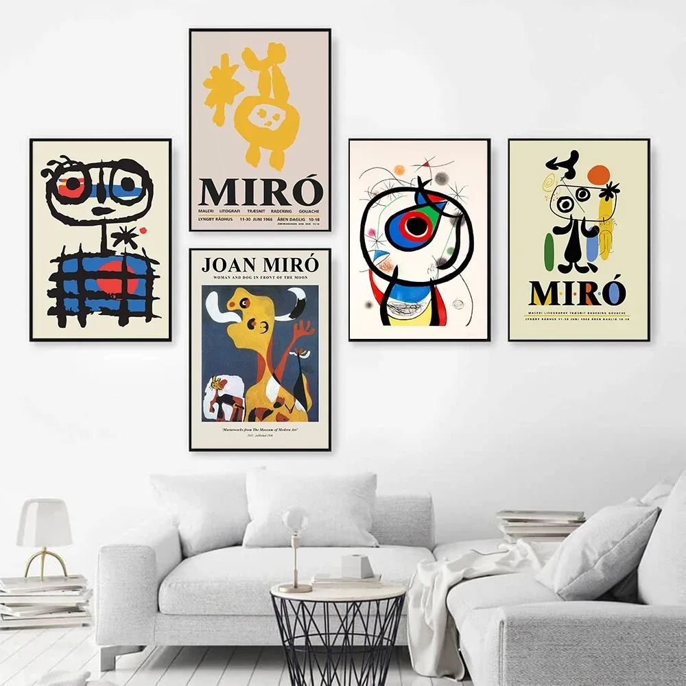 Joan Miro Museum Exhibition Retro Poster Gallery Wall Art Set Canvas Paintings and Prints Nordic Home Decor Pictures