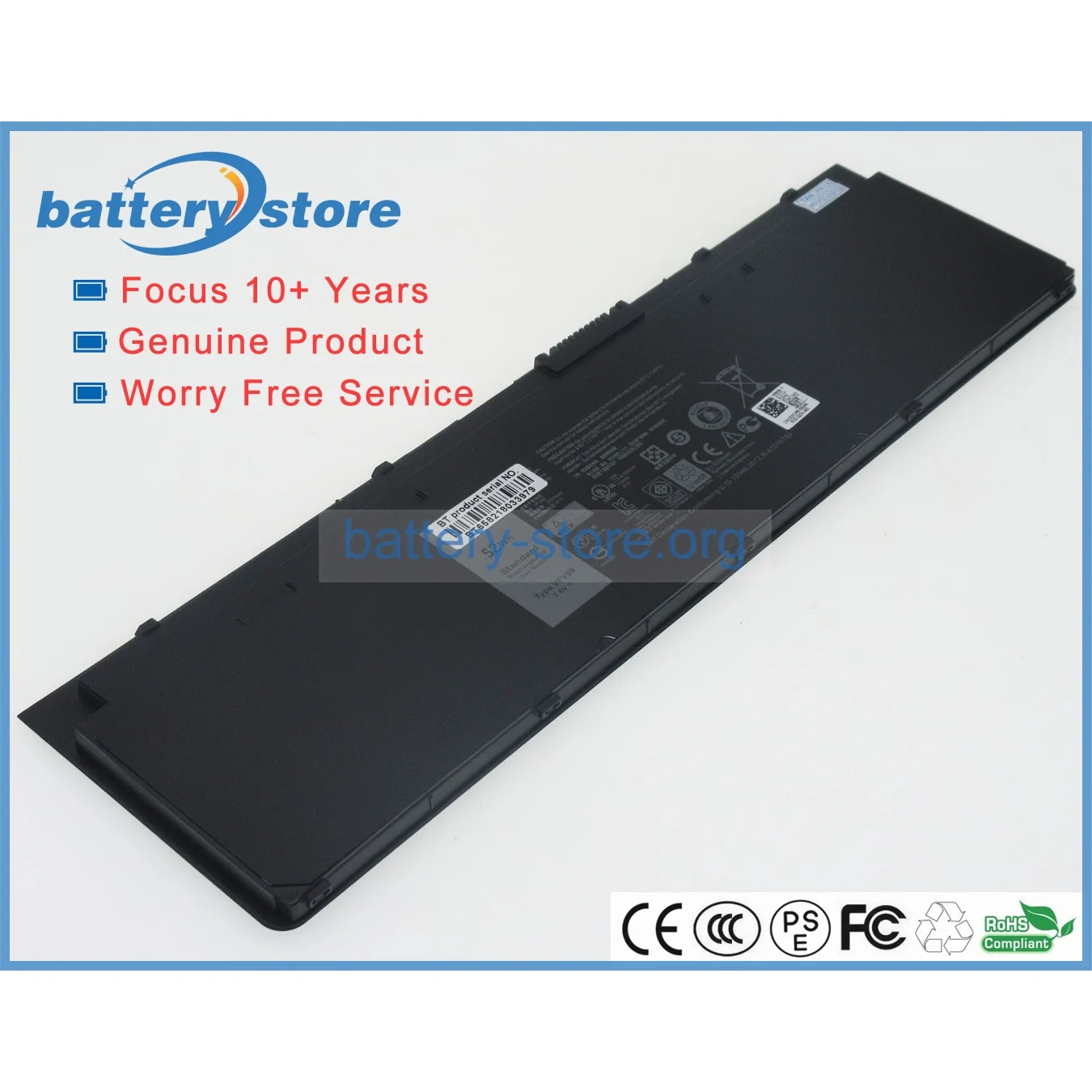 Genuine Original Laptop Batteries for W57CV,451-BBOH,FC2J8, E7270,E-7240,E7250-SE-SB21,E7250-FR-SB5,E7250-DE-SB5,7.4V or 7.6V