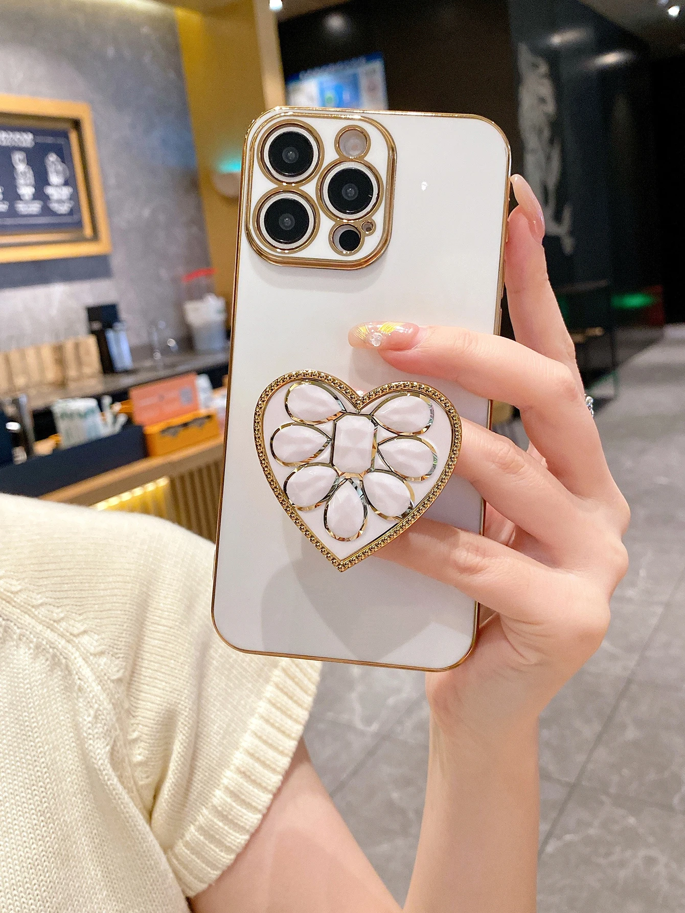 Luxus-Beschichtung Liebe Diamant Halter Telefon Fall für iPhone 17 16 15 14 Plus 13 12 Mini 11 Pro Max X XS XR 7 8 SE2 SE3 Zurück Abdeckung