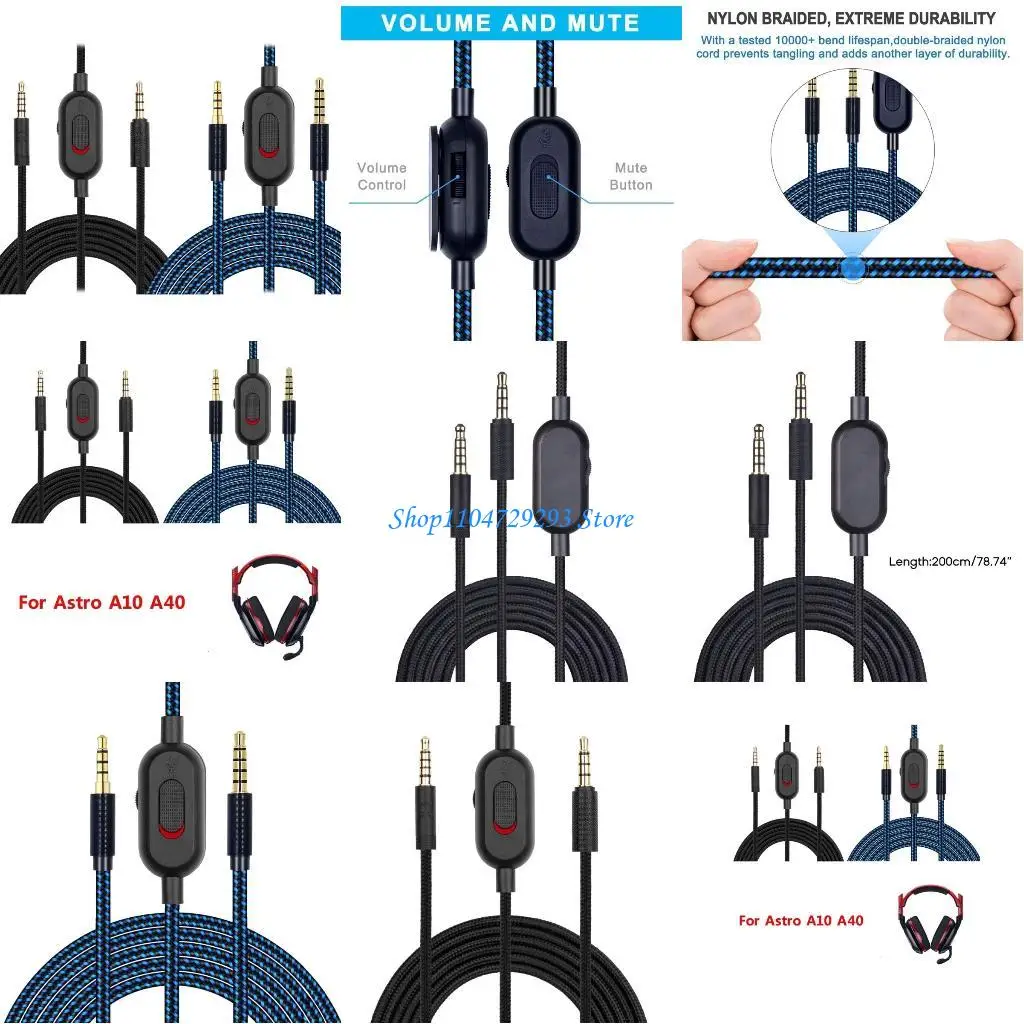 

Y2GD Replacement Braided Extension Cord for AstroA10/A40 Headphones Headsets Cable
