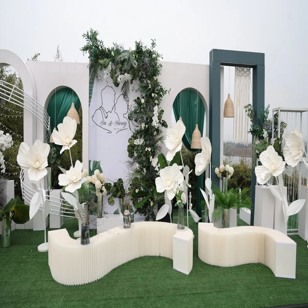 Wedding Decor Paper Versatile Folding Display Stand Flower Dessert Show Table Platform Curve Guide Holder Party Scene Layout