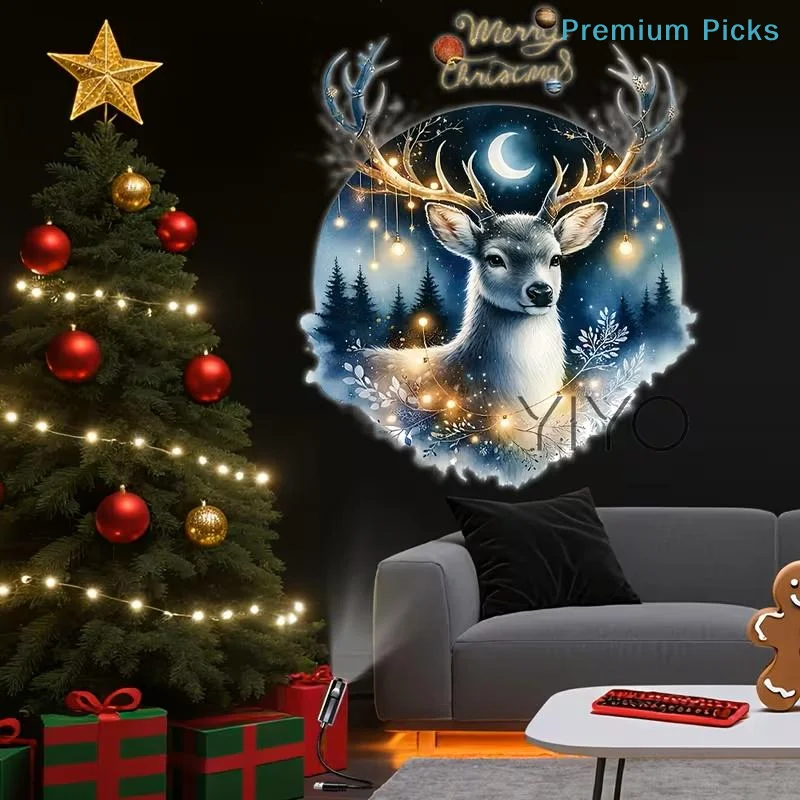portablePlanet Projection Ambient Lamp USB Powered 360° Flexible Neck 9 HD Patterns Dimmable Night Light for Desk Decor