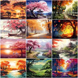 SDOYUNO-Paint By Numbers,Tree scenery,Coloring By Numbers,Crafts Supplies Adults,Personalized Gift,With Frame,Handicraft,Diy Set